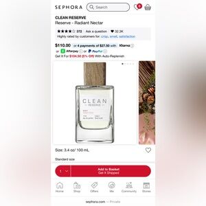 CLEAN RESERVE RADIANT NECTAR 3.4 OZ EAU DE PARFUM SPRAY-BRAND NEW IN SEALED BOX)